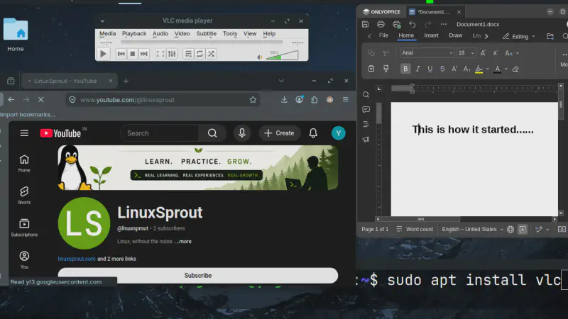 Comfortable Linux desktop workspace with terminal casually open